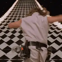 The Dude dances on a checkered path