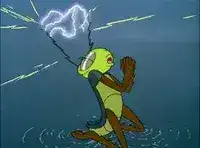Frog getting struck by lightning