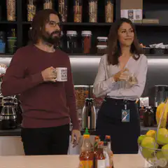 Charlie and Sam in the breakroom
