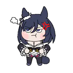 chibi cat girl angry puffing steam