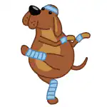 Injured cartoon dog with bandages