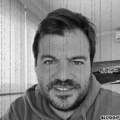 Man with digital rain effect