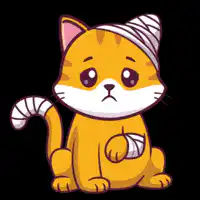 Sad bandaged cartoon cat