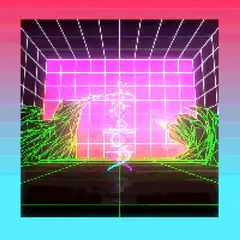 retro synthwave grid room