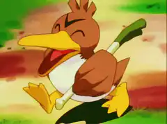 Psyduck holding a leek