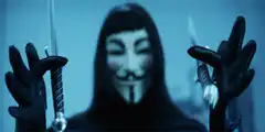 V for Vendetta mask with swords