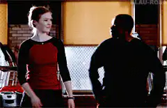 Amy and Sheldon laughing together