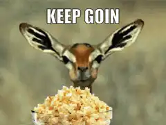 Doe-eyed deer eating rice