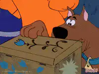 Scooby-Doo opens a box with a head inside