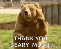 Bear waving thank you beary much
