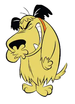Yellow cartoon dog laughing