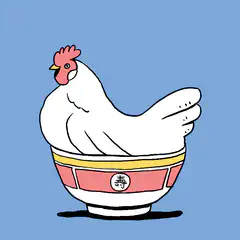 Chicken on head in bowl