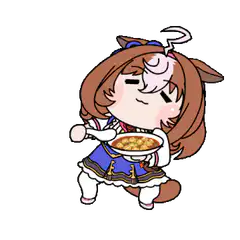 Chibi horse girl eating soup