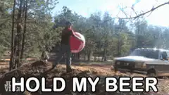 Man jumps into truck with beer