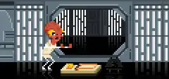 pixel art girl eating sandwich in prison