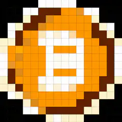 Pixel art Bitcoin coin zooming out