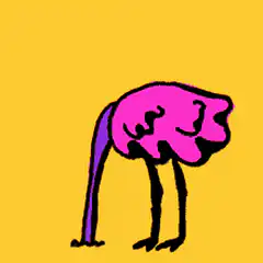 pink blob character bowing