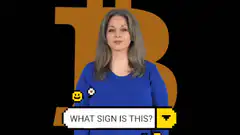 Woman signs Bitcoin symbol