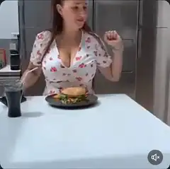 Woman sits on burger