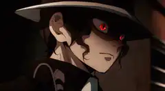 Muzan Kibutsuji glowing red eyes