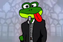 singing frog with tongue out