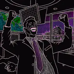 excited man celebrating in office