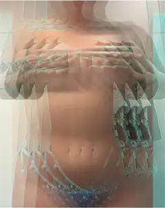 Ghostly woman with tattoo overlay
