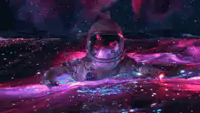 Astronaut swimming in space