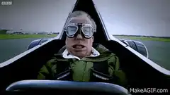Jeremy Clarkson in jet car cockpit