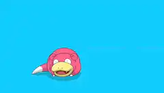 Slowpoke rolling on blue background