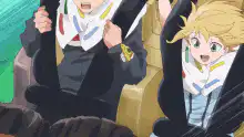 Two boys screaming on a roller coaster