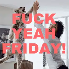 Man and leopard high five fuck yeah friday