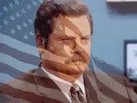 Ron Swanson with American Flag Overlay