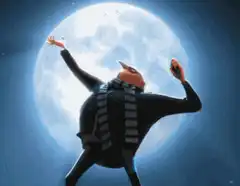 Gru raising arms to the moon