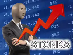 Stonks man with rising arrow