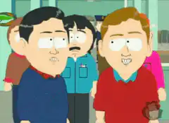 Two men making awkward faces