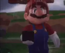 Mario checks phone and sees a shell