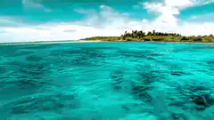 tropical island from boat