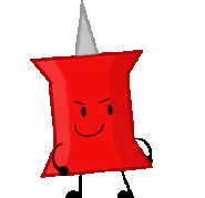 Red Pushpin Character Smiling