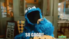 Cookie Monster eating cookies SO GOOD