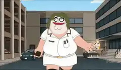 Woman holding detonator with explosions