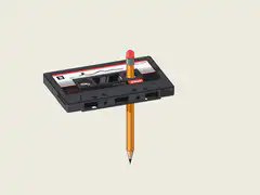 Pencil through cassette tape