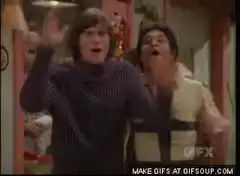 Two guys screaming and falling over