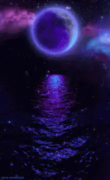 purple moon over water