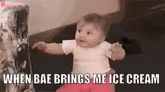 Baby excited for ice cream