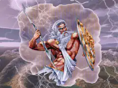 Zeus with lightning and shield