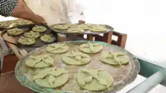 Green cookies on a tray