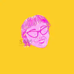 Pink head with bitcoin eyes