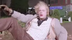 Crazy man falling backward
