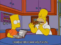 Homer Simpson eating sandwich Bart watching